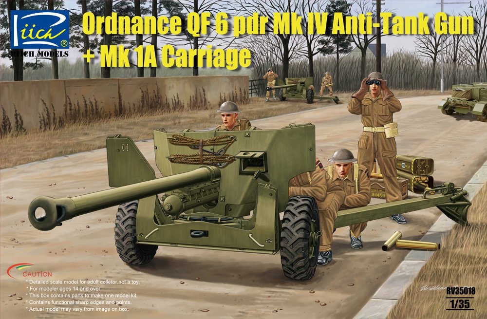 Maquettes Riich RV35018 Canon antichar britannique Ordnance QF 6 pdr Mk IV et Mk 1a (1/35)