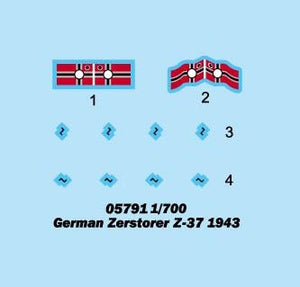 Trumpeter 05791 Zerstorer allemand Z-37 1943 1/700 – immagine 2