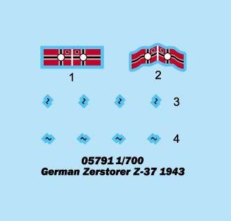 Trumpeter 05791 Zerstorer allemand Z-37 1943 1/700 – immagine 2