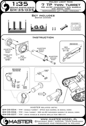 Maquette Master GM-35-035 Char léger polonais 7TP - tourelle double - canon de mitrailleuse lourde wz.30 (non blindé) et corne (pour kit IBG) 1/35 – imagen 15