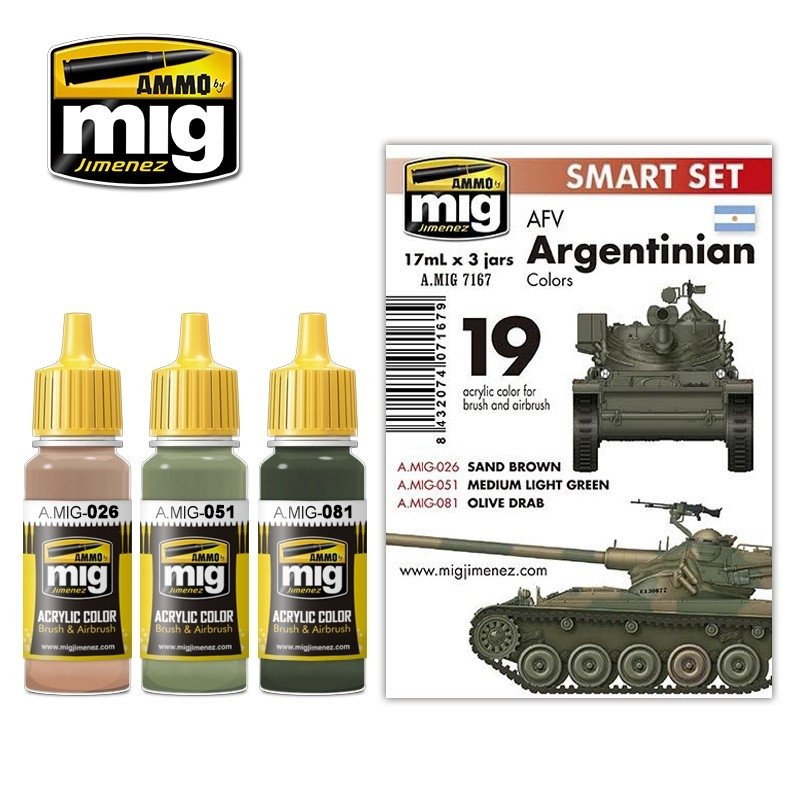 Munitions pour Mig Jimenez 7167 AFV, couleurs argentines, 3 x 17 ml