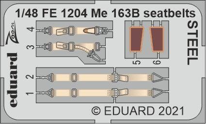 Ceintures de sécurité Eduard FE1204 Me 163B, maquettes en acier à joint torique 1/48