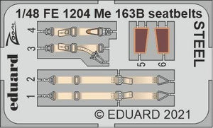 Ceintures de sécurité Eduard FE1204 Me 163B, maquettes en acier à joint torique 1/48
