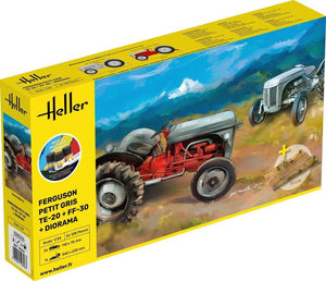 Heller 52326 Ferguson Petit Gris TE-20 + FF-30 + Diorama - Kit de démarrage 1/24