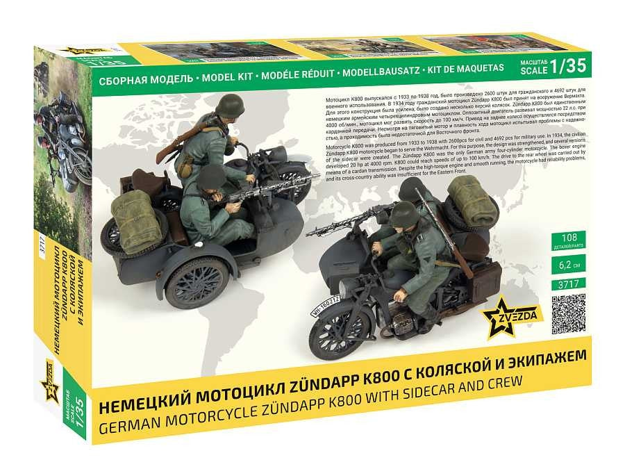 Zvezda 3717 Moto allemande Zündapp K800 avec side-car et équipage 1/35