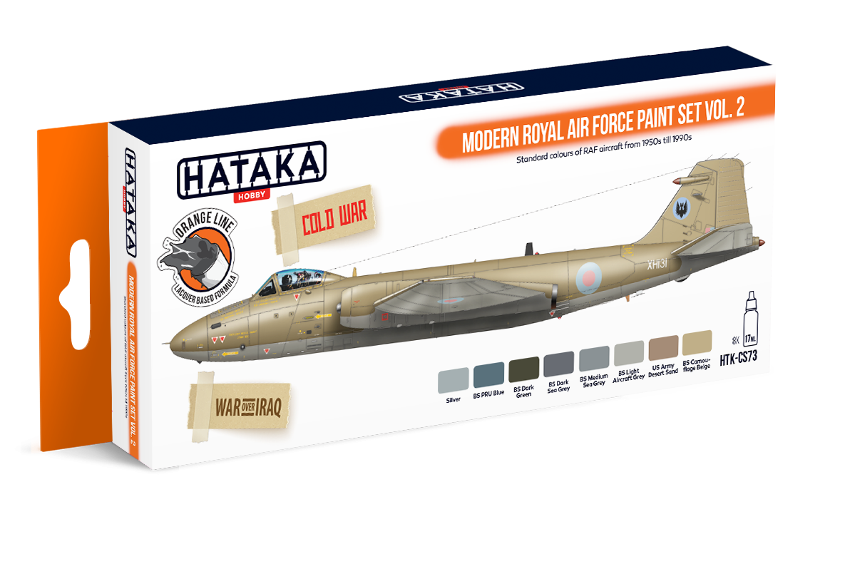Hataka HTK-CS73 ORANGE LINE – Coffret de peinture moderne Royal Air Force vol. 2, 8 x 17 ml