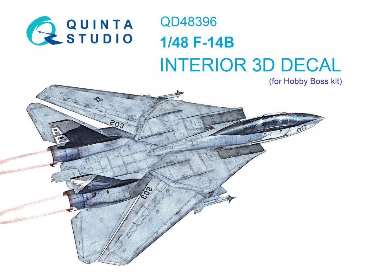 Intérieur imprimé en 3D et coloré sur papier décalcomanie Quinta Studio QD48396 F-14B (Hobby Boss) 1/48
