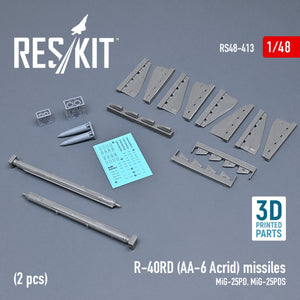RESKIT RS48-0413 R-40RD (AA-6 ACRID) MISSILES (2 PIÈCES) 1/48 – immagine 2