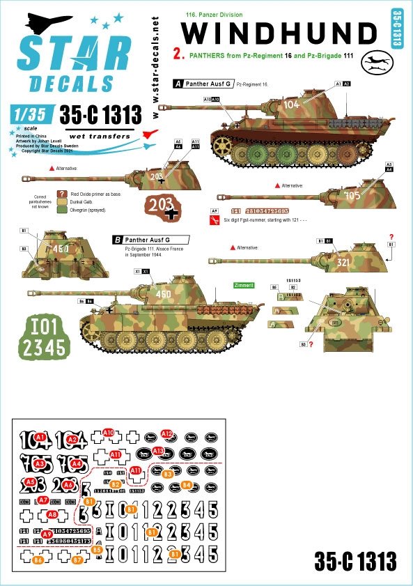 Star Decals 35-C1313 Windhund n° 2 1/35