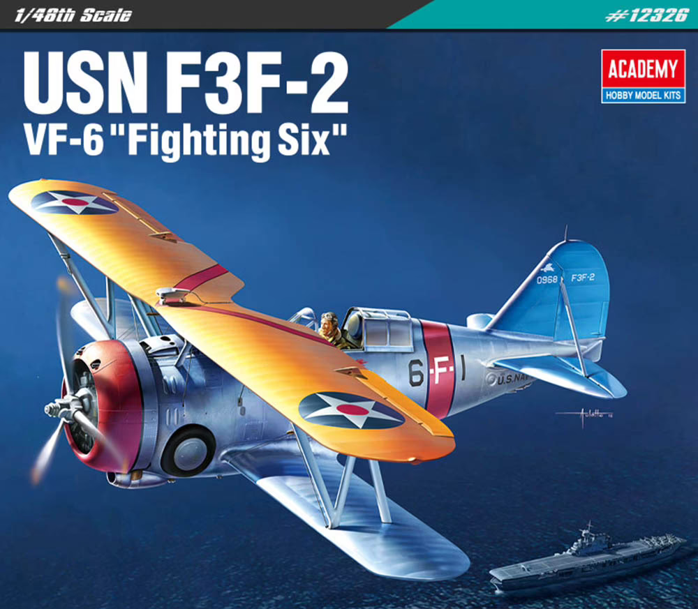 Maquette Academy 12326, chasseur de l'US Navy F3F-2, échelle 1/48