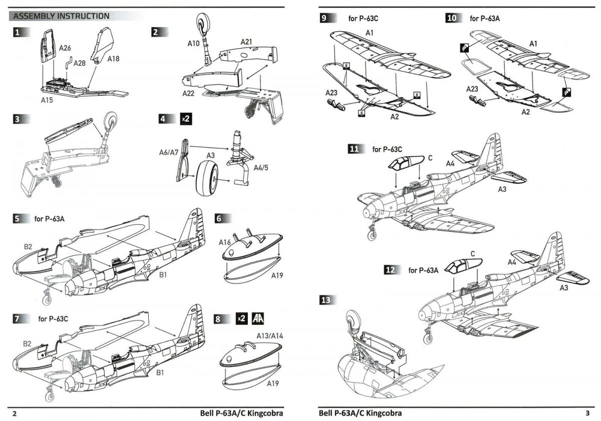Dora Wings 14401 BELL P-63A P-63C KINGCOBRA Fighter KIT DOUBLE 1/144 – immagine 3