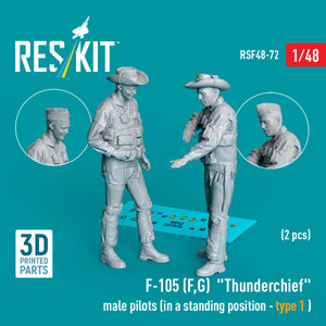 RESKIT RSF48-0072 F-105 (F, G) « Thunderchief » pilotes masculins (en position debout - type 1) (2 pièces) (Impression 3D) 1/48