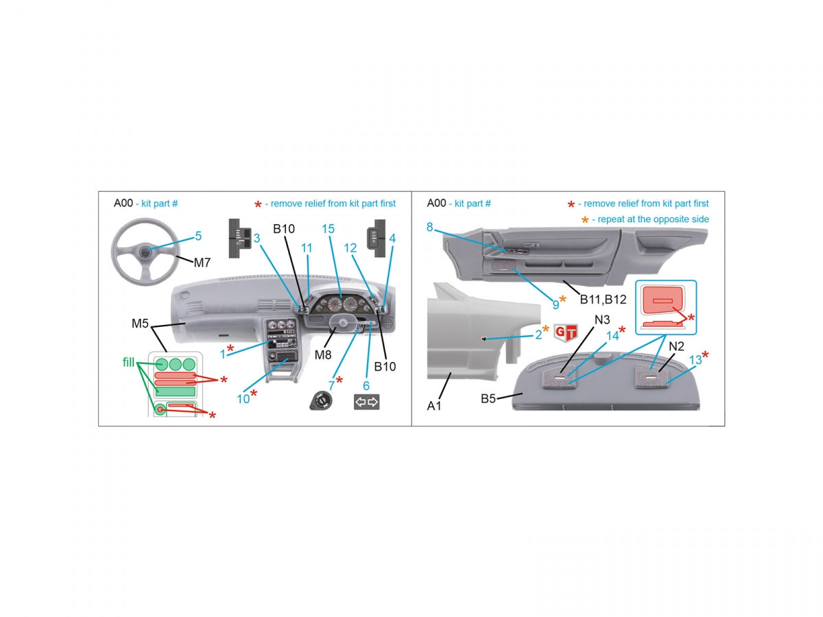 Intérieur coloré imprimé en 3D sur papier décalcomanie (Hasegawa) Quinta Studio QD24017 Nissan Skyline GT-R R32 1/24 – immagine 2