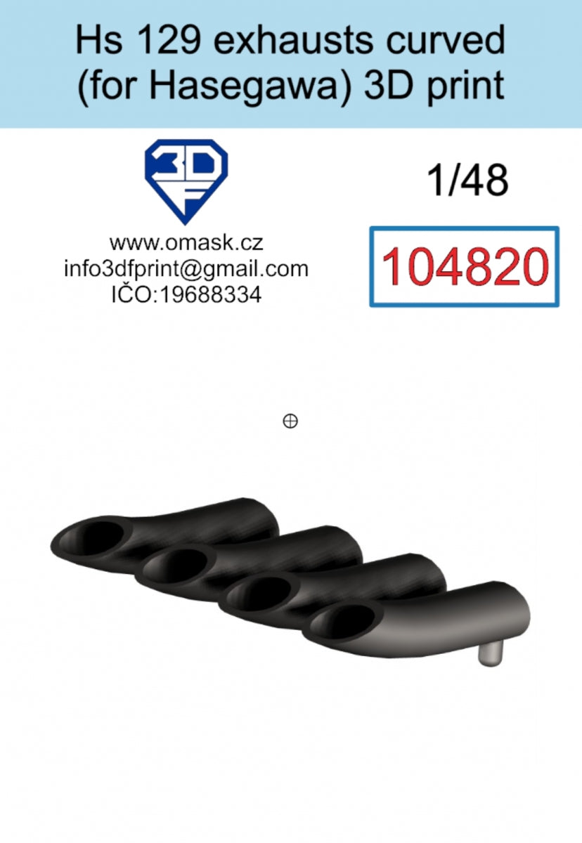 Omask 104820 Hs 129 Échappements courbés (pour Hasegawa/Hobby 2000) Impression 3D 1/48