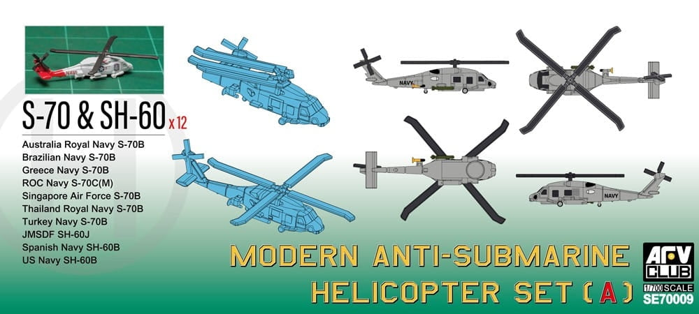AFV Club SE70009 Coffret d&amp;#39;hélicoptère anti-sous-marin moderne (A) 1/700
