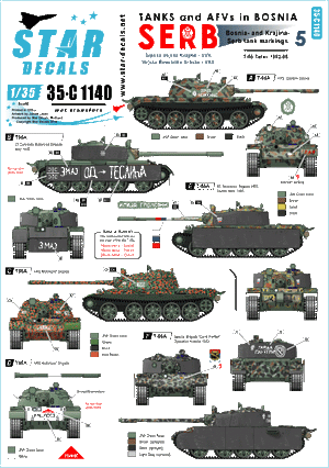 Star Decals 35-C1140 Chars T-55A serbes (SVK et VRS) en 1992-1995, échelle 1/35