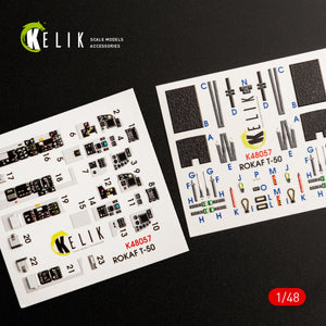 KELIK K48057 Décalcomanies 3D pour intérieur du T-50 ROKAF, pour maquette Academy au 1/48