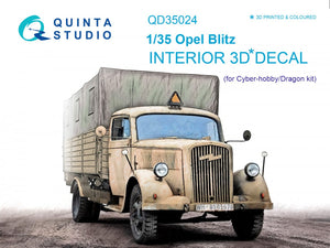 Intérieur imprimé en 3D et coloré sur papier décalcomanie Quinta Studio QD35024 Opel Blitz (pour kit Cyber-hobby/Dragon) 1/35