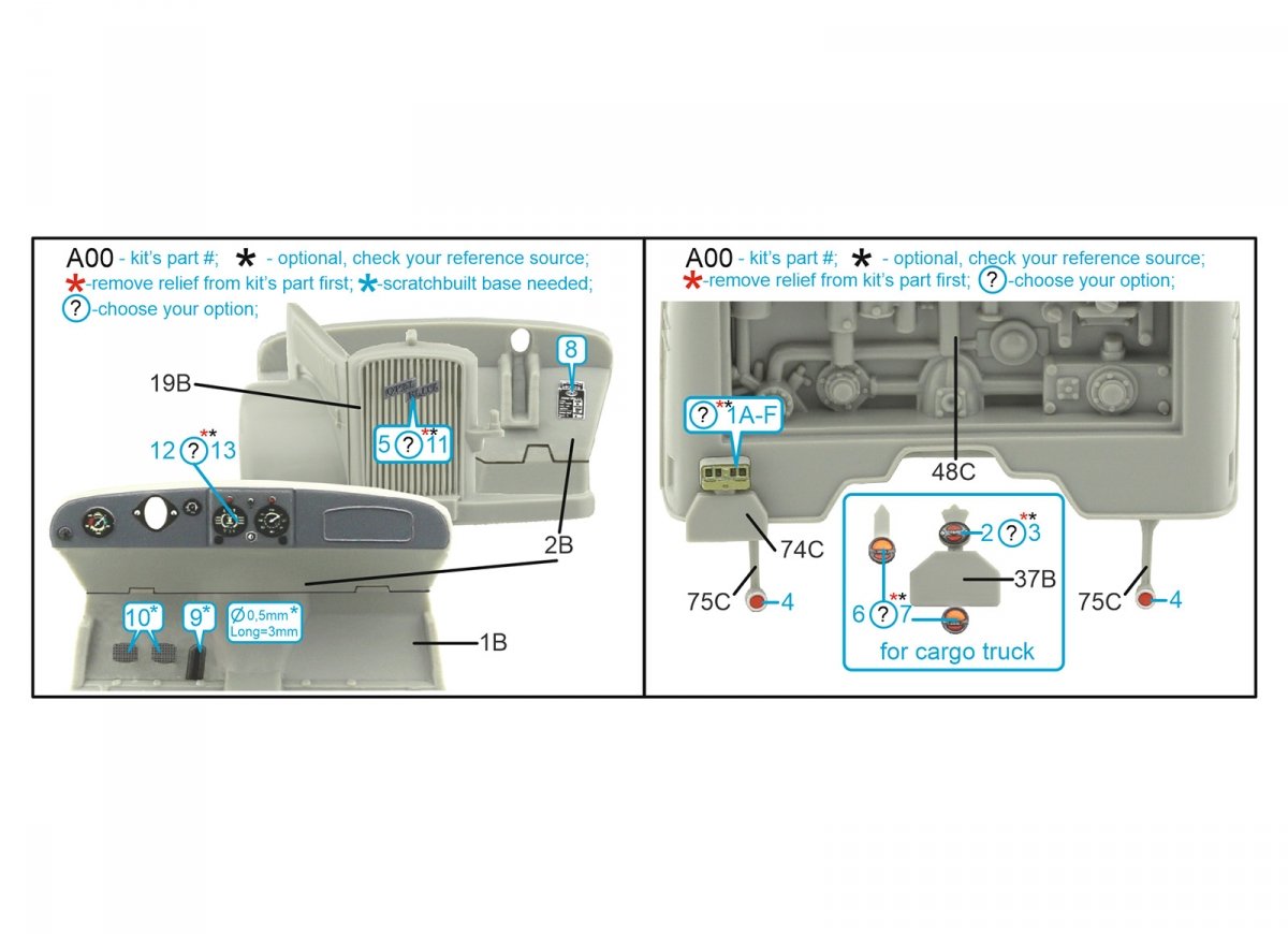 Intérieur imprimé en 3D et coloré sur papier décalcomanie Quinta Studio QD48294 pour Opel Blitz (Tamiya/Italeri) au 1/48 – image 2