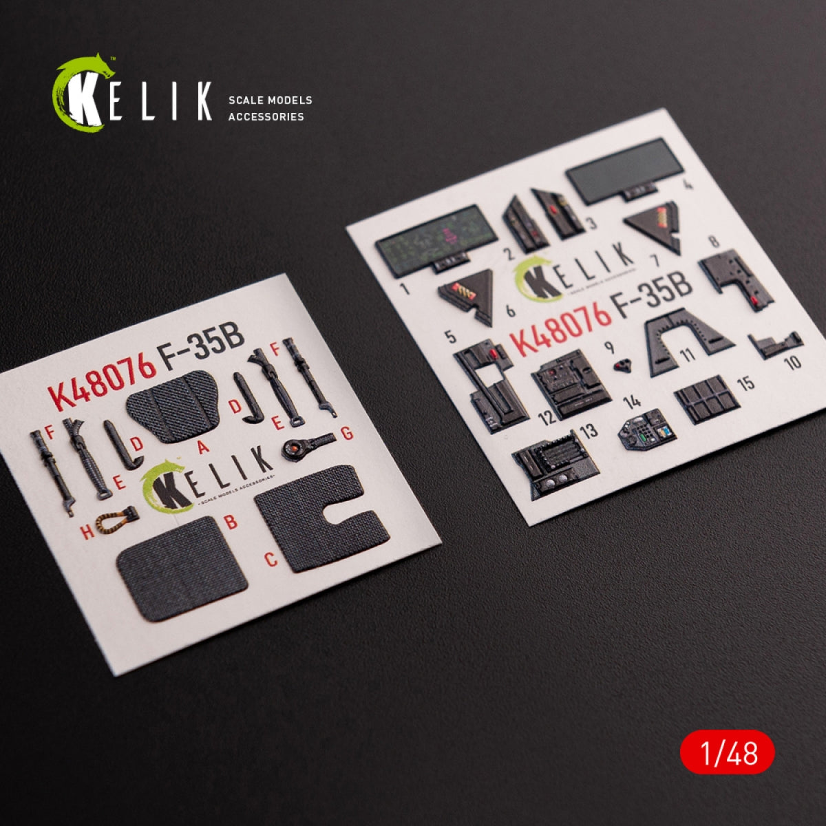 Décalcomanies 3D intérieures KELIK K48076 pour maquette Tamiya au 1/48 du F-35B