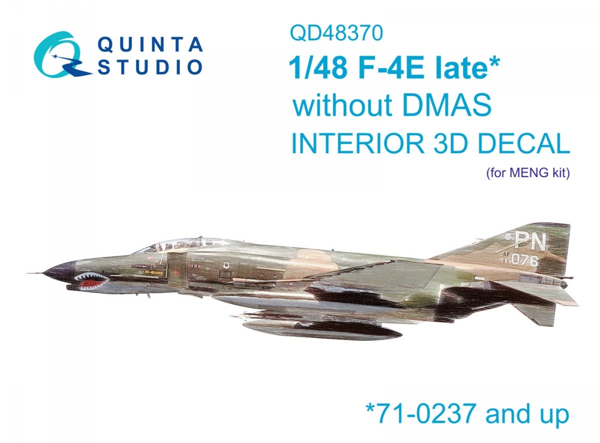 Quinta Studio QD48370 F-4E tardif sans DMAS Intérieur imprimé en 3D et coloré sur papier décalcomanie (Meng) 1/48