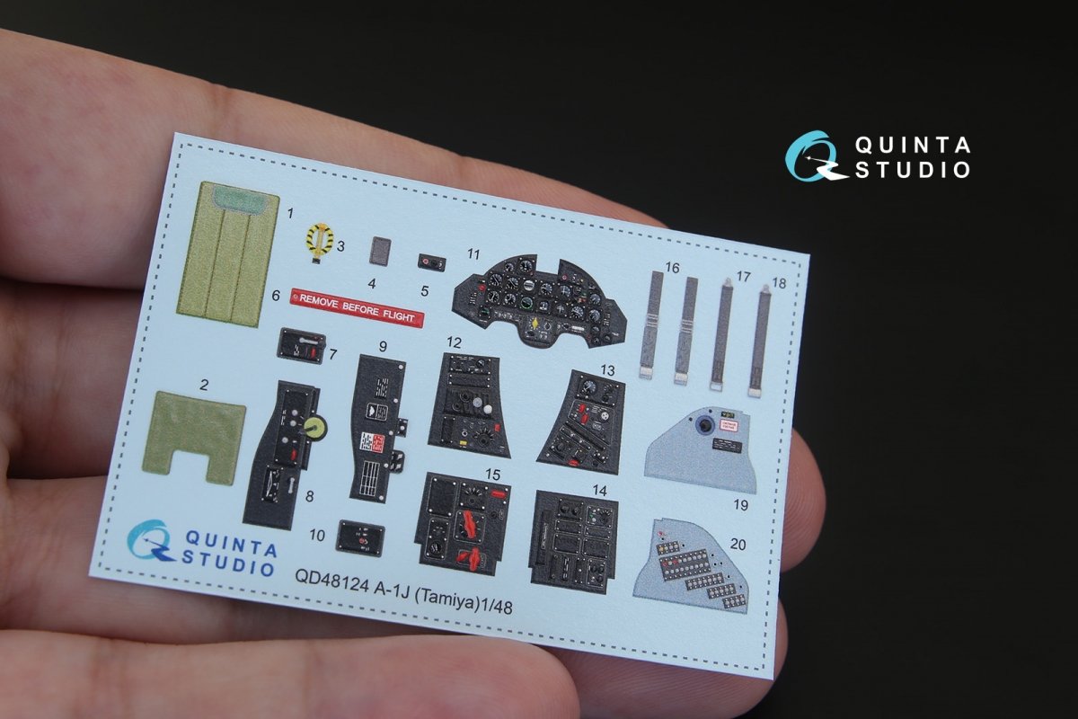 Intérieur imprimé en 3D et coloré sur papier décalcomanie Quinta Studio QD48124 A-1J (pour maquette Tamiya) 1/48 – image 4