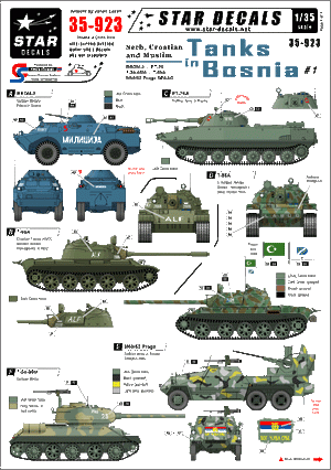 Star Decals 35-923 Chars en Bosnie n° 1. Chars serbes, croates et musulmans pendant la guerre, échelle 1/35