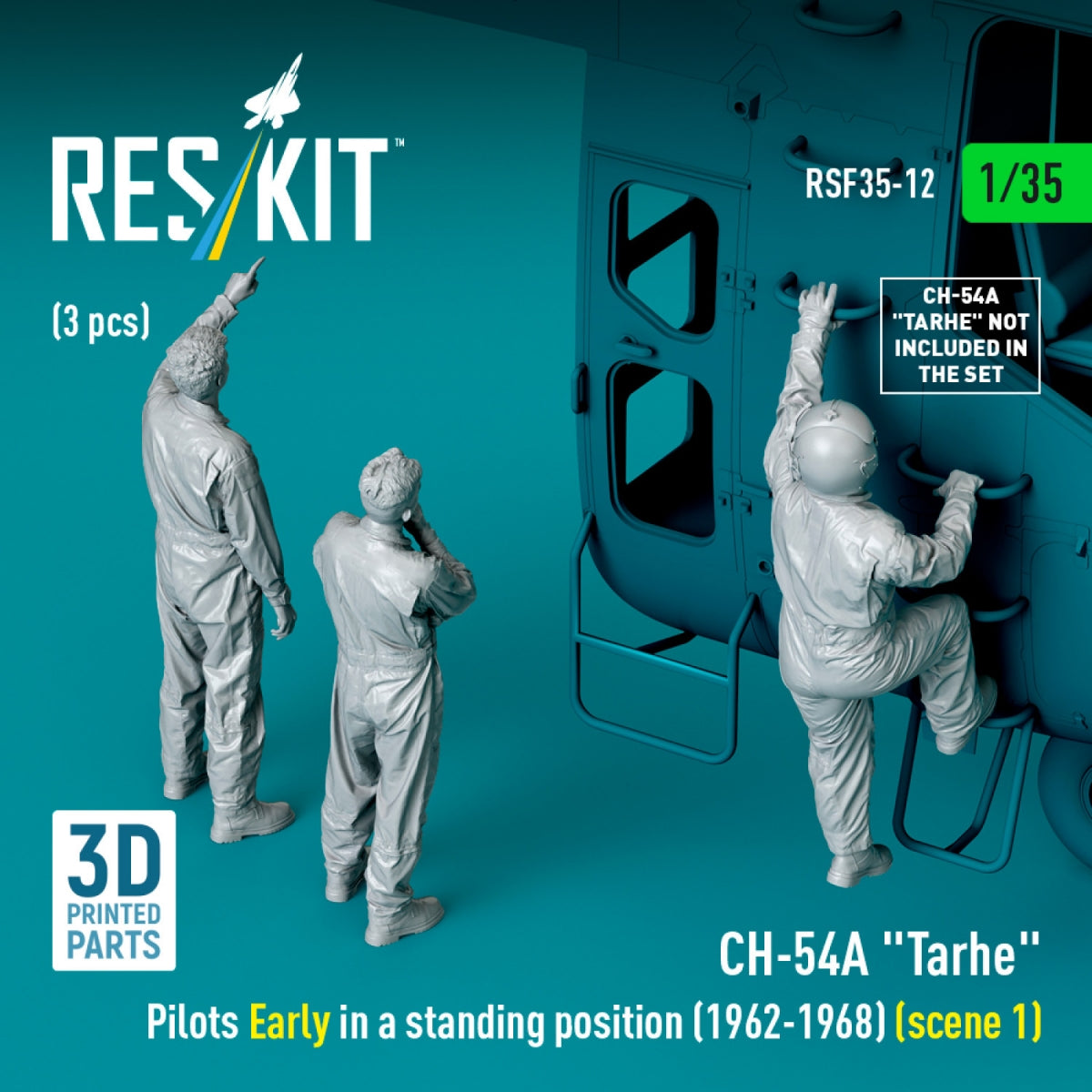 RESKIT RSF35-0012 Pilotes de CH-54A « Tarhe » en position debout (1962-1968) (scène 1) (3 pièces) (Impression 3D) 1/35  – immagine 2