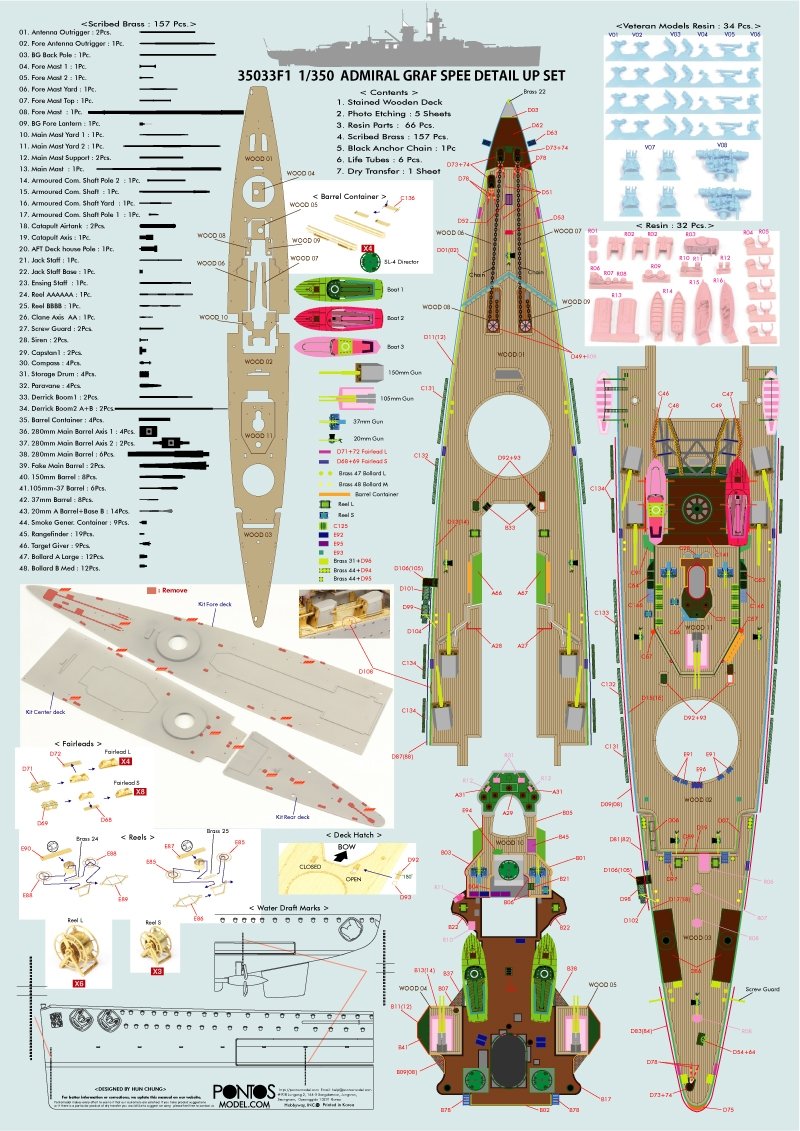 Pontos 35033F1 ADMIRAL GRAF SPEE 1939 Kit de détails 1/350 – immagine 16