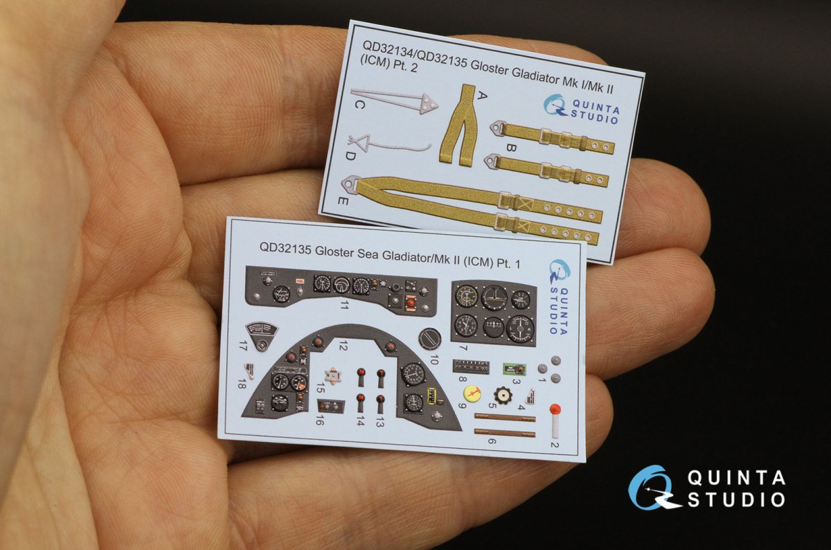 Intérieur imprimé en 3D et coloré sur papier décalcomanie (ICM) Quinta Studio QD32135 Gloster Gladiator Mk II 1/32  – Bild 11