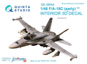 Intérieur imprimé en 3D et coloré sur papier décalcomanie (pour Kinetic) Quinta Studio QD48044 F/A-18C (première version) 1/48