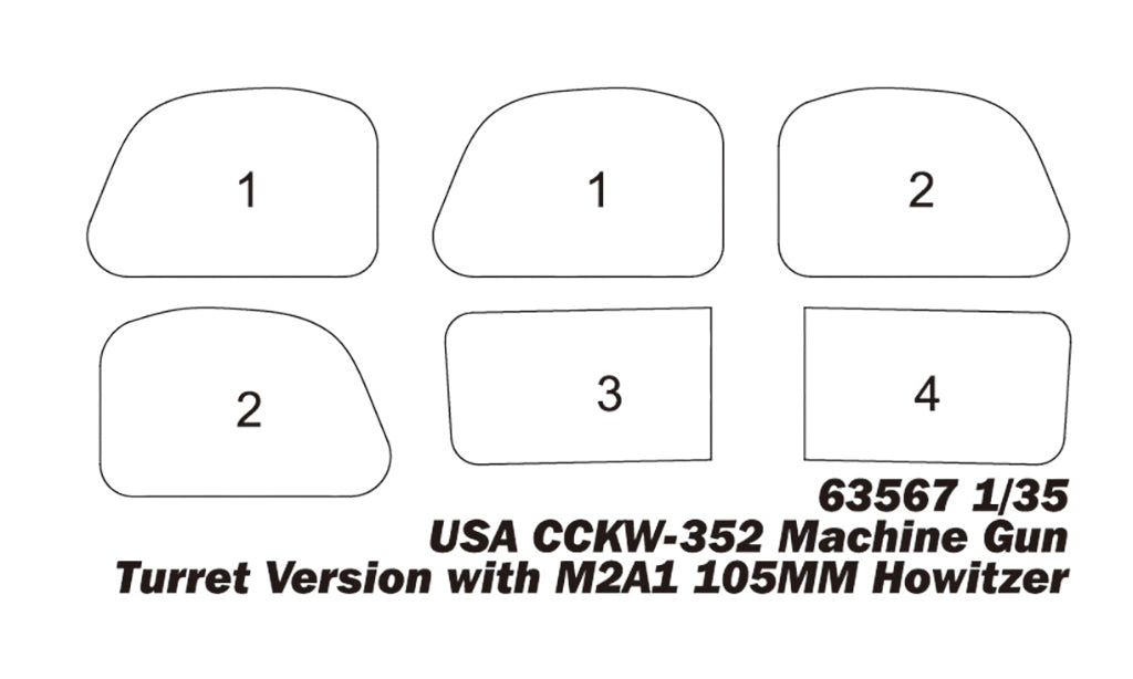J&amp;#39;adore le kit 63567 CCKW-352 avec obusier M2A1 de 105 mm - Version tourelle mitrailleuse 1/35 – image 3