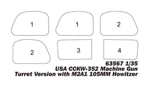 J&amp;#39;adore le kit 63567 CCKW-352 avec obusier M2A1 de 105 mm - Version tourelle mitrailleuse 1/35 – image 3