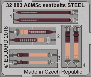 Ceintures de sécurité Eduard 32883 A6M5c en acier Hasegawa 1/32