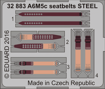 Ceintures de sécurité Eduard 32883 A6M5c en acier Hasegawa 1/32