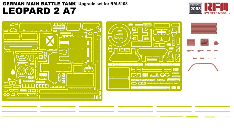 Kit d&amp;#39;amélioration Rye Field Model 2068 pour char de combat principal allemand Leopard 2 A7 (RFM 5108, échelle 1/35)