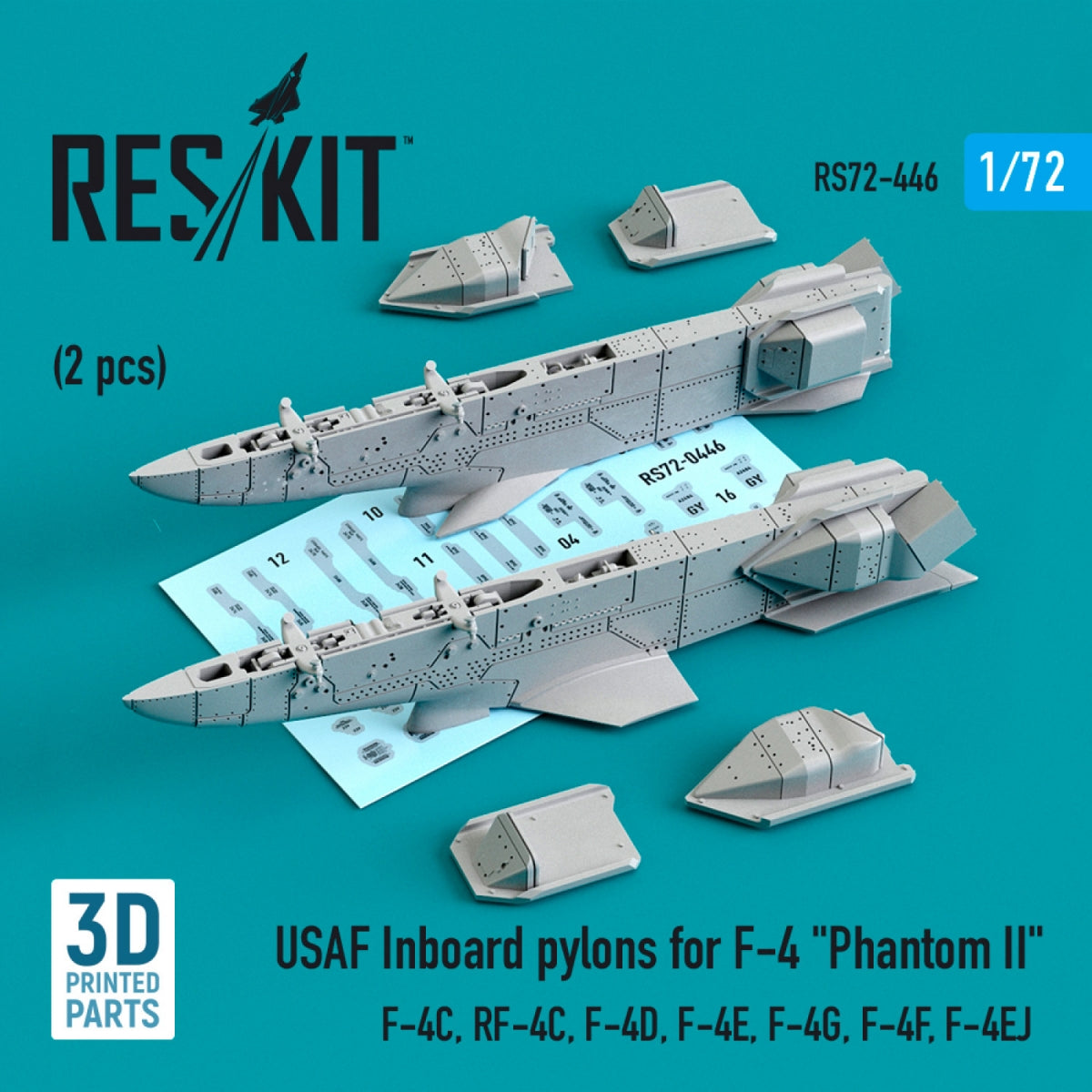 RESKIT RS72-0446 Pylônes intérieurs USAF pour F-4 « Phantom II » (2 pièces) (Impression 3D) 1/72