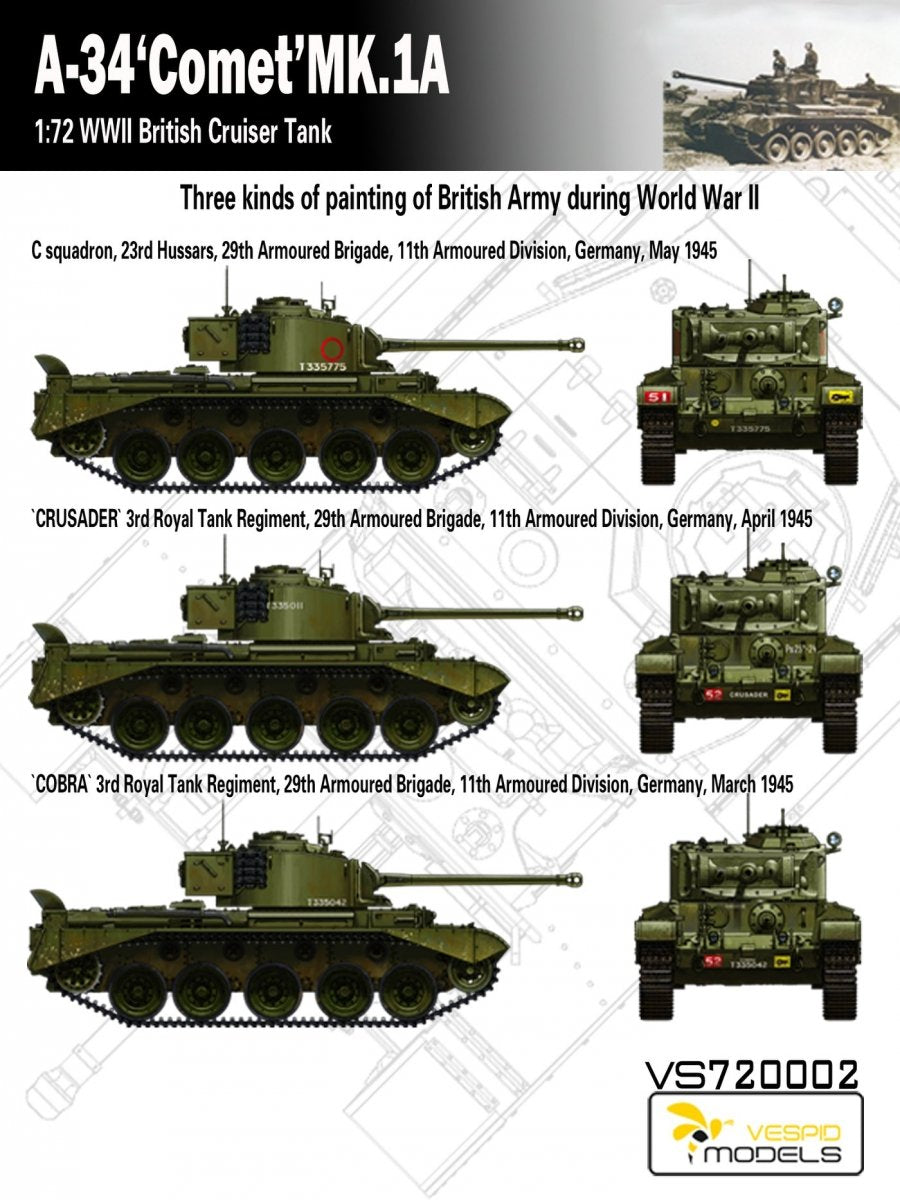 Maquette Vespid Models VS720002 A-34 « Comet » MK.1A Char de croisière britannique 1/72 – Bild 7