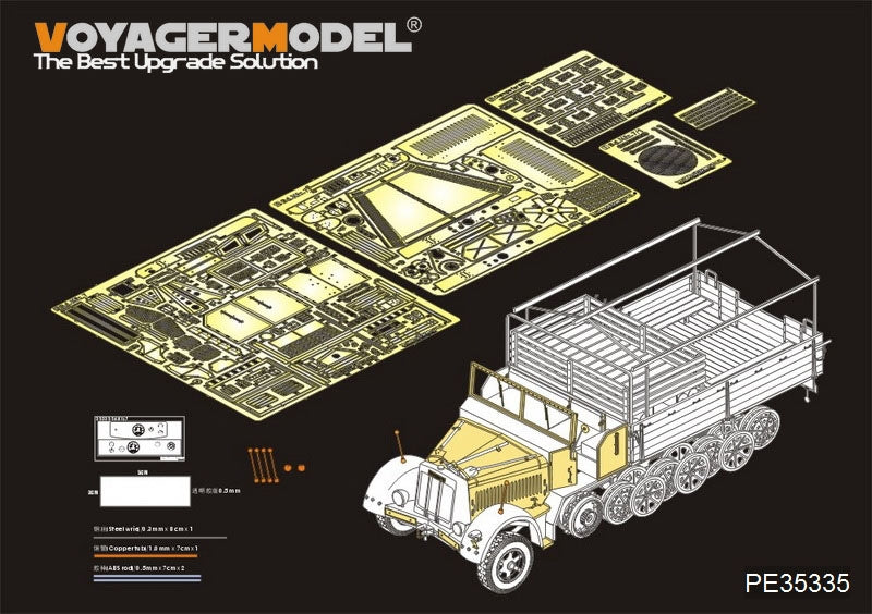 Maquette Voyager PE35335 Sd.Kfz.7 8t allemand de la Seconde Guerre mondiale, production tardive, pour DRAGON 6562, échelle 1/35