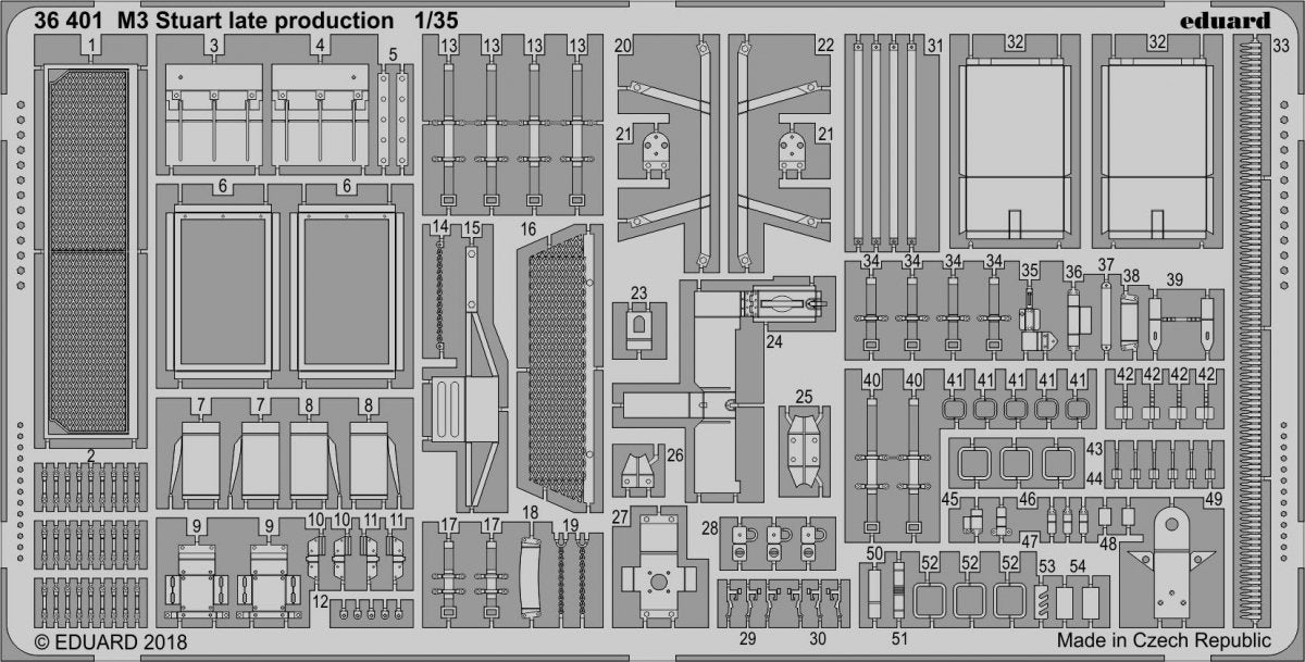 Eduard 36401 M3 Stuart, production tardive, TAMIYA, échelle 1/35