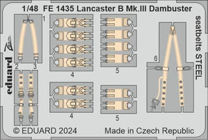 Ceintures de sécurité Eduard FE1435 Lancaster B Mk. III Dambuster, STEEL HONG KONG MODELS, échelle 1/48