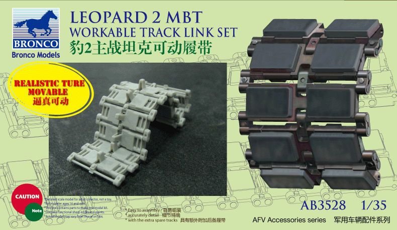 Bronco AB3528 Leopard 2 MBT Kit de chenilles fonctionnelles 1/35