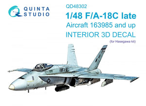 Intérieur imprimé en 3D et coloré sur papier décalcomanie Quinta Studio QD48302 F/A-18C (Hasegawa) au 1/48