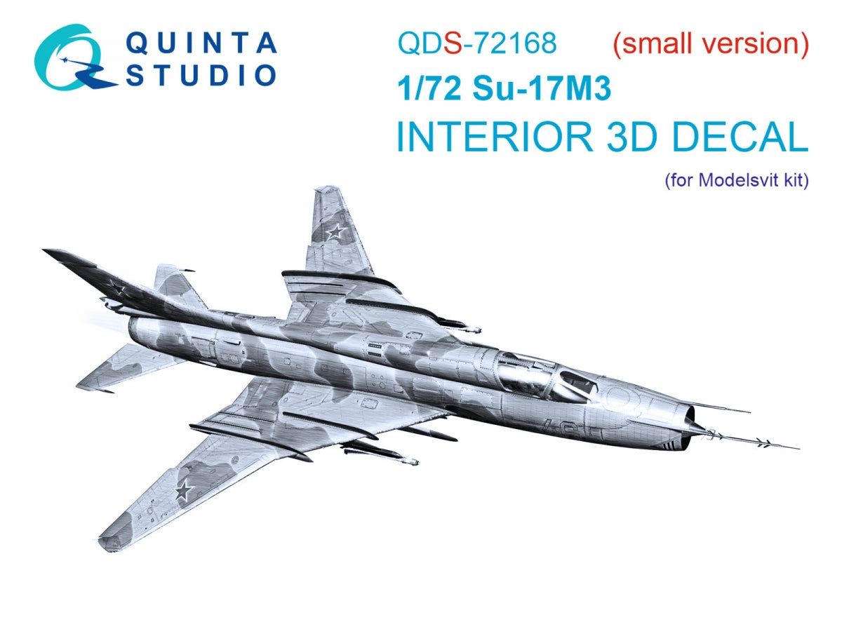 Quinta Studio QDS-72168 Su-17M3 3D-Printed colored Interior on decal paper (Modelsvit) (small version) 1/72