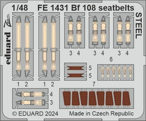 Ceintures de sécurité Eduard FE1431 Bf 108 en acier, échelle 1/48