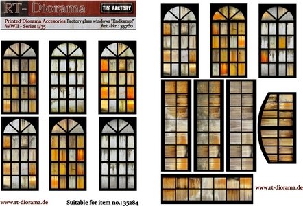 Accessoires imprimés RT-Diorama 35760 : Vitres d&amp;#39;usine « Endkampf » 1/35