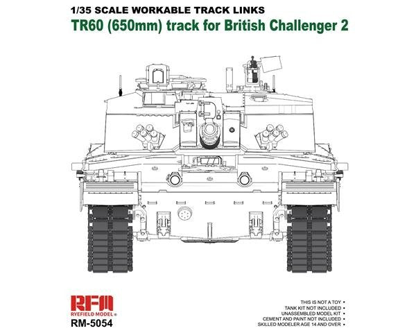 Maillons de chenille fonctionnels Rye Field Model 5054 TR60 pour Challenger 2 1/35