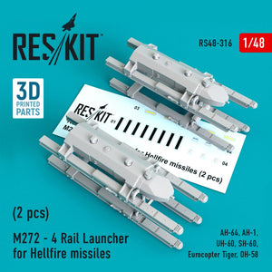RESKIT RS48-0316 M272 - LANCE-ROBAGE 4 POINTS POUR MISSILES HELLFIRE (2 PIÈCES) 1/48