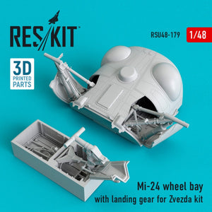 RESKIT RSU48-0179 MI-24 BAIE DE ROUE AVEC TRAIN D&amp;#39;ATTERRISSAGE POUR MAQUETTE ZVEZDA 1/48