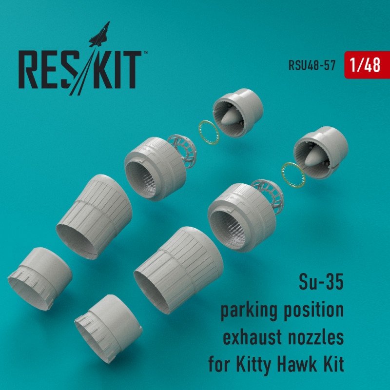RESKIT RSU48-0057 Buses d'échappement en position de stationnement Su-35 pour maquette Kitty Hawk 1/48